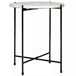 Кофейный столик с круглой разноцветной столешницей на 4-х черных ножках Multicolored Stone Composite варинант исполнения - 1 | Loft Concept в Грозном