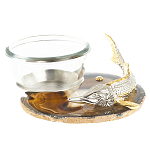 Икорница с декором "Стерлядка" с гравировкой на подставке из натурального камня Агат Decorative Cavair Dishes варинант исполнения - 1 | Loft Concept в Грозном