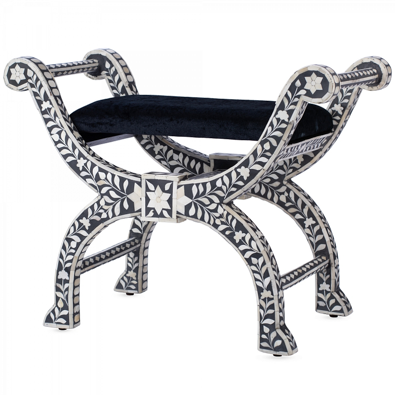 Табурет отделка кость черный BONE INLAY Jenny Stool Черный ivory ( слоновая кость ) Табурет отделка кость черный BONE INLAY Jenny Stool Черный ivory ( слоновая кость ) в Грозном | Loft Concept