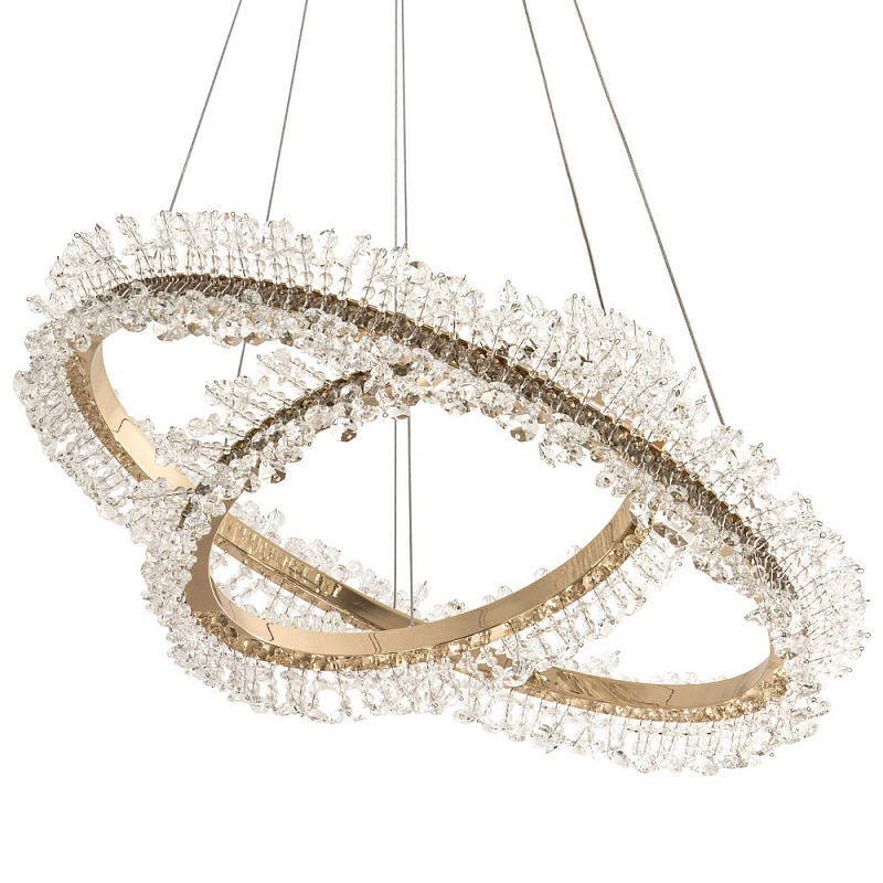 Люстра два кольца с хрустальным декором Rowan Crystal Ring Horizontal Gold Chandelier Глянцевое золото Прозрачный Люстра два кольца с хрустальным декором Rowan Crystal Ring Horizontal Gold Chandelier Глянцевое золото Прозрачный в Грозном | Loft Concept