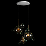 Люстра подвесная с прозрачными бирюзовыми стеклянными шарами и круглым основанием 3 лампы Giopato & Coombes варинант исполнения - 2 | Loft Concept в Грозном