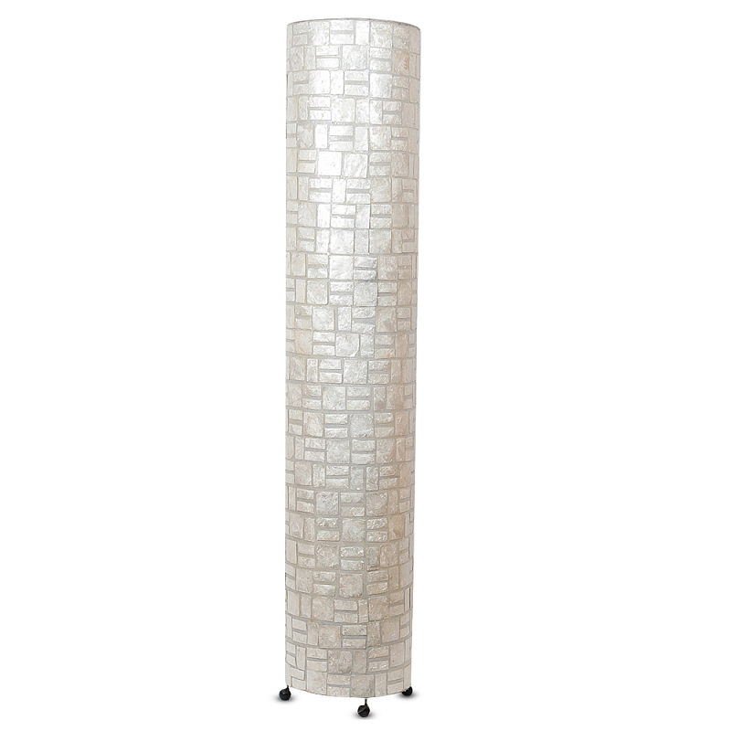 Торшер из перламутра на металлическом каркасе Indonesian Cylinder Перламутровый в Грозном | Loft Concept 