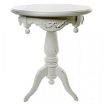 Стол приставной круглый белого цвета из массива бука с легкими потертостями White Provence варинант исполнения - 1 | Loft Concept в Грозном