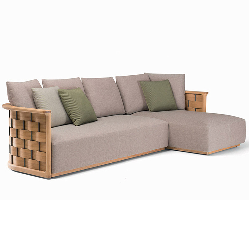 Дизайнерский уличный диван из массива дерева с плетеной спинкой PALINFRASCA Sofa Оливковый Древесина Бежево-серый Дизайнерский уличный диван из массива дерева с плетеной спинкой PALINFRASCA Sofa Оливковый Древесина Бежево-серый в Грозном | Loft Concept