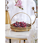 Блюдо круглое с ручкой и голубым фарфоровым дном с цветочным рисунком Blue Garden варинант исполнения - 4 | Loft Concept в Грозном