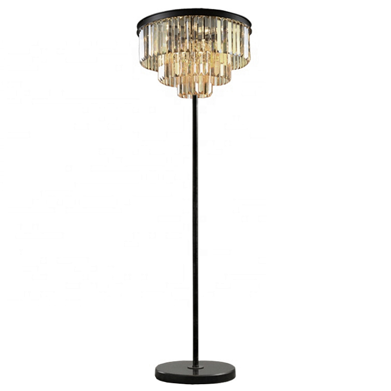 Торшер Odeon Floor Lamp  Черный Мрамор Nero Хром Прозрачное Стекло Серый (Gray) Янтарь (Amber) в Грозном | Loft Concept 