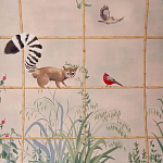 Обои ручная роспись Trellised Menagerie Standard colourway on scenic paper варинант исполнения - 1 | Loft Concept в Грозном