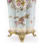 Ваза голубого цвета из фарфора с цветочным рисунком и бронзовой стрекозой Blue Garden варинант исполнения - 3 | Loft Concept в Грозном