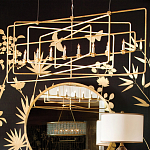 Люстра золотая из пересекающихся прямоугольных элементов Thin Intersecting Rectangles варинант исполнения - 4 | Loft Concept в Грозном