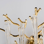 Бра золотого цвета с разветвленными ветвями и длинными прозрачными подвесками в форме стеклянных сосулек Droplet Chandelier варинант исполнения - 5 | Loft Concept в Грозном