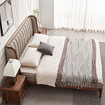 Кровать двуспальная с мягким изголовьем Moon Walnut Bed варинант исполнения - 4 | Loft Concept в Грозном