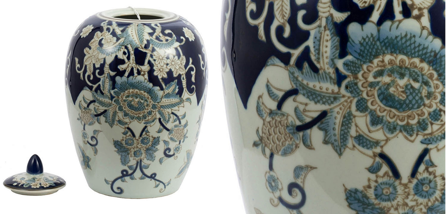 Ваза с крышкой Blue & White Ornament Vase barrel Ваза с крышкой Blue & White Ornament Vase barrel - Loft-Concept в Грозном