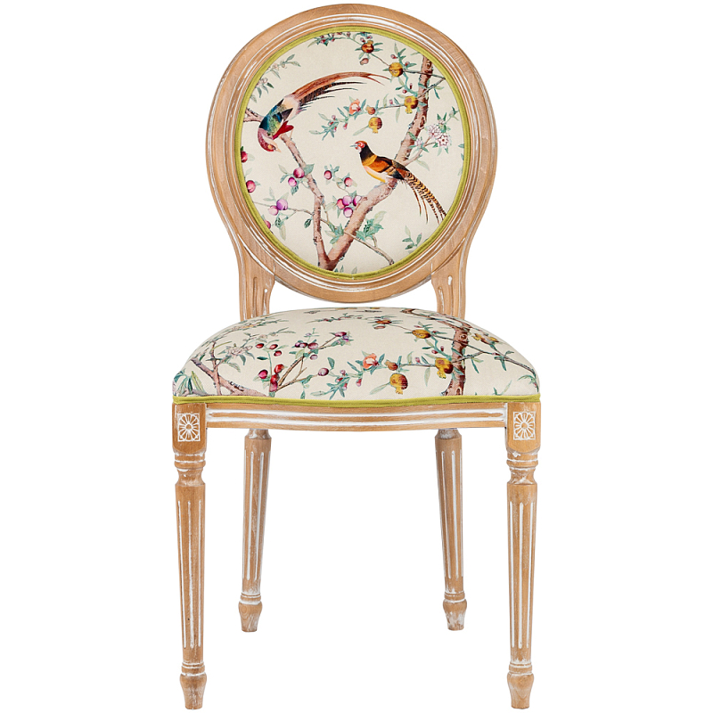 Стул из массива бука бежевый с изображением птиц и цветов Beige Green Chinoiserie Peach Garden Chair Мульти Бежевый Салатовый Стул из массива бука бежевый с изображением птиц и цветов Beige Green Chinoiserie Peach Garden Chair Мульти Бежевый Салатовый в Грозном | Loft Concept