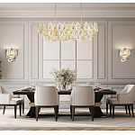 Люстра овальная с многослойными белыми и прозрачными подвесками Character Chandelier варинант исполнения - 6 | Loft Concept в Грозном