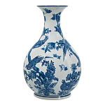 Ваза с мотивами цветущего сада с попугаями Blue Vase Inspired by Nature варинант исполнения - 2 | Loft Concept в Грозном