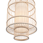 Подвесной светильник из деревянных прутьев с плафоном из натуральной ткани Light Inside the Cell варинант исполнения - 5 | Loft Concept в Грозном
