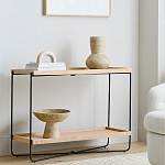 Консоль деревянной столешницей и полкой Wooden Table Top and Shelf варинант исполнения - 6 | Loft Concept в Грозном