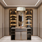 Люстра подвесная круглая с тканевым полупрозрачным абажуром и подвесками 4 лампы Gilded Elegance варинант исполнения - 8 | Loft Concept в Грозном