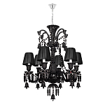 Люстра подвесная с плиссированными абажурами и множеством подвесок черного цвета Диаметр 62 см Lustre Reverie варинант исполнения - 1 | Loft Concept в Грозном