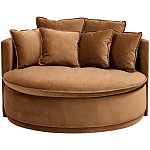 Кушетка круглая с обивкой из велюра коричневая Milky Brown Chair варинант исполнения - 2 | Loft Concept в Грозном
