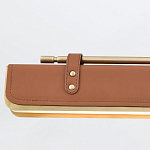 Подвесной светильник линейный латунного цвета в кожаном коричневом чехле и декоративными ремешками Alora варинант исполнения - 4 | Loft Concept в Грозном