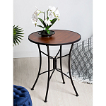 Столик приставной с круглой столешницей на металлическом черном основании Scenical Table варинант исполнения - 2 | Loft Concept в Грозном