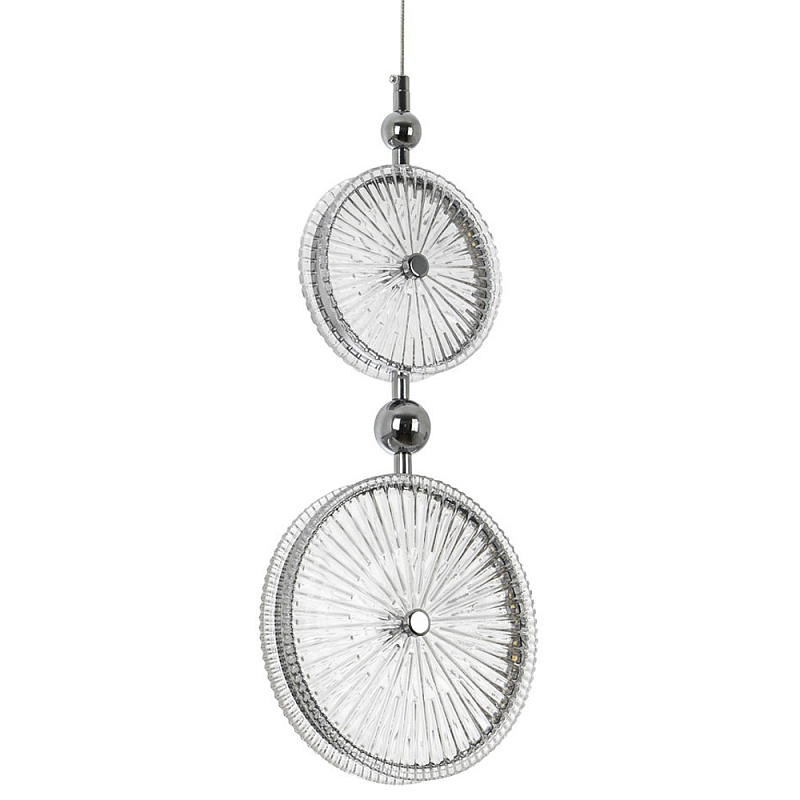 Подвесной светильник с круглым плафоном из рельефного стекла Peony Glass Chrome Hanging Lamp Хром Прозрачное Стекло Подвесной светильник с круглым плафоном из рельефного стекла Peony Glass Chrome Hanging Lamp Хром Прозрачное Стекло в Грозном | Loft Concept