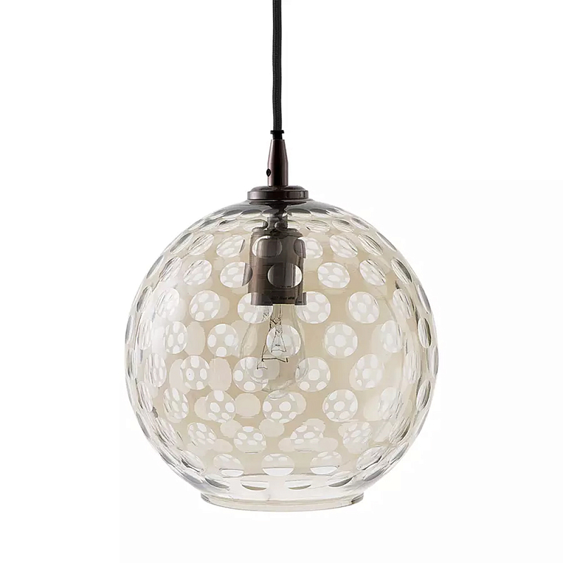 Подвесной светильник с плафоном в форме шара из стекла с рельефным узором Glass Pattern Lamp Коричневый Подвесной светильник с плафоном в форме шара из стекла с рельефным узором Glass Pattern Lamp Коричневый в Грозном | Loft Concept