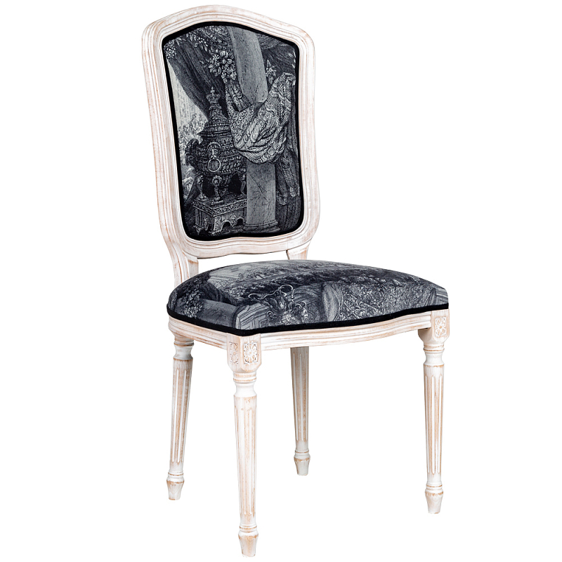 Стул Tuileries Palace Stool Черно-белый Белый винтажная патина Стул Tuileries Palace Stool Черно-белый Белый винтажная патина в Грозном | Loft Concept