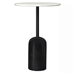 Кофейный столик с белой мраморной столешницей на черном основании Tall Coffee Black and White Table варинант исполнения - 3 | Loft Concept в Грозном