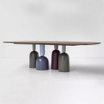 Обеденный стол деревянный с разноцветными фигурными ножками Cop варинант исполнения - 1 | Loft Concept в Грозном