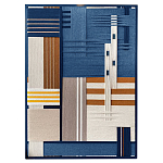 Панно из шнура Синяя геометрическая абстракция wall panel line Blue варинант исполнения - 4 | Loft Concept в Грозном