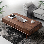 Кофейный стол из массива дерева с выдвижными ящиками Coffee Walnut Table варинант исполнения - 1 | Loft Concept в Грозном