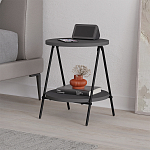 Стол приставной с 2-мя круглыми столешницами цвета антрацит ESSEL SIDE TABLE ANTHRACITE варинант исполнения - 3 | Loft Concept в Грозном