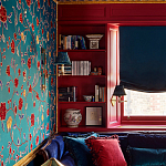 Обои с вышивкой ручной работы Flora Rio colourway on Liso Pine wool sateen варинант исполнения - 2 | Loft Concept в Грозном