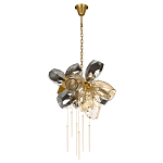 Люстра подвесная со стеклянными плафонами из дымчатого и золотистого с шестью вертикальными подвесками Gilded Mirage  варинант исполнения - 2 | Loft Concept в Грозном