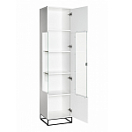 Шкаф-витрина белая с полками и стеклянной дверью Strict Lines варинант исполнения - 2 | Loft Concept в Грозном