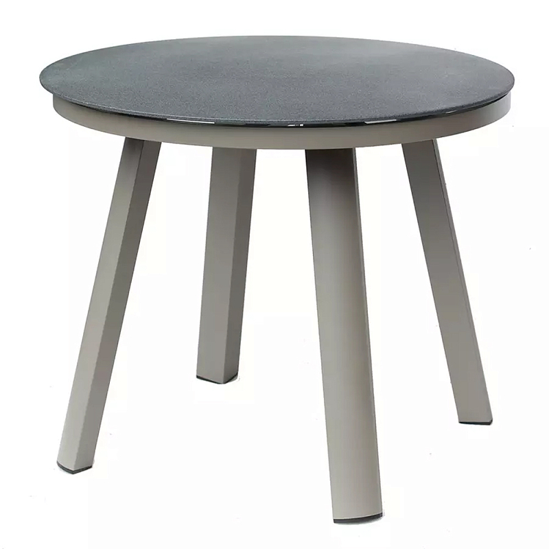 Круглый обеденный стол с стеклянной столешницей на 4-х ножках Perfectly Smooth Surface Бежевый Серый Круглый обеденный стол с стеклянной столешницей на 4-х ножках Perfectly Smooth Surface Бежевый Серый в Грозном | Loft Concept
