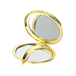 Зеркало карманное складное круглое из натурального камня Малахит с Хризоколлой в подарочной упаковке Gold Stone Mirrors варинант исполнения - 3 | Loft Concept в Грозном