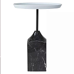 Кофейный столик с круглой столешницей и мраморным основанием Steel Reliability варинант исполнения - 1 | Loft Concept в Грозном