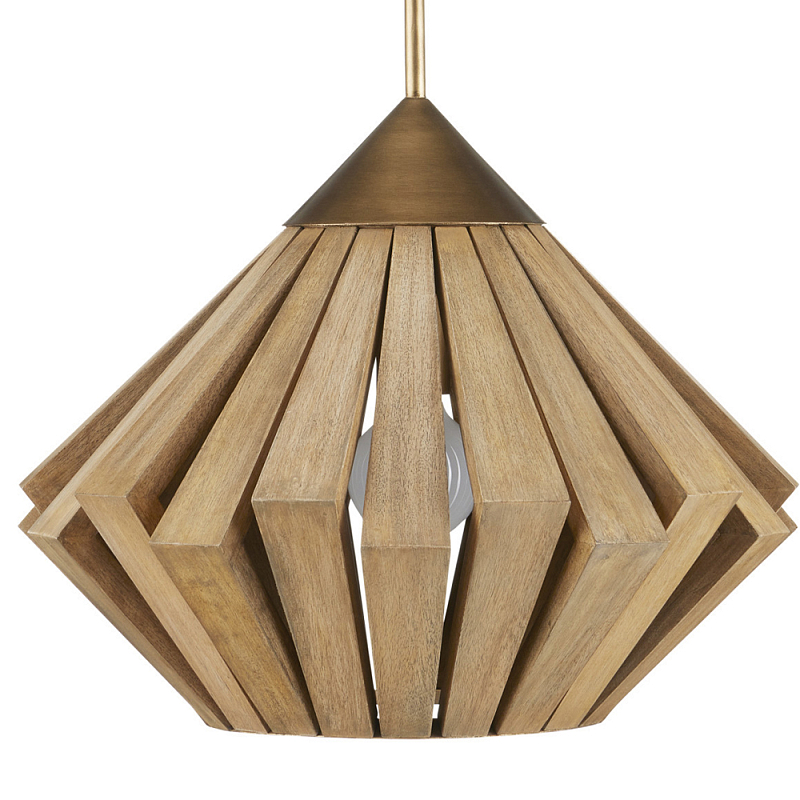 Подвесной светильник из толстых деревянных реек Wooden Slats Коричневый Латунь Подвесной светильник из толстых деревянных реек Wooden Slats Коричневый Латунь в Грозном | Loft Concept
