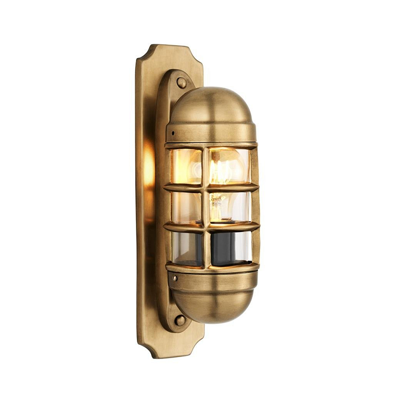 Бра Eichholtz Wall Lamp Le Caprice Brass Латунь Античная полированная Прозрачное Стекло в Грозном | Loft Concept 