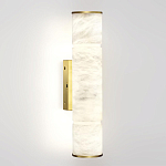 Бра с цилиндрическим плафоном из белого алебастра на прямоугольном основании Латунь Cryptocrystalline Stone варинант исполнения - 1 | Loft Concept в Грозном