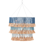 Люстра трехъярусная с декором из круглых деревянных бусин с кисточками Blue Wooden Beads Chandelier варинант исполнения - 1 | Loft Concept в Грозном