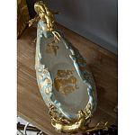 Чаша голубого цвета с оранментом и и бронзовыми фигурами леопардов Eden Garden варинант исполнения - 9 | Loft Concept в Грозном