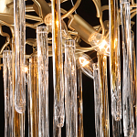 Люстра подвесная золотого цвета с разветвленными ветвями и прозрачными стеклянными подвесками Droplet Chandelier варинант исполнения - 5 | Loft Concept в Грозном