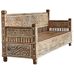 Скамья с резным декором из массива манго Grey Mango Collection Bench L варинант исполнения - 1 | Loft Concept в Грозном