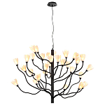 Люстра подвесная черного цвета с ветвями и белыми фарфоровыми цветами Floralis варинант исполнения - 11 | Loft Concept в Грозном