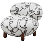 Кресло без подлокотников на деревянных ножках белое с вышивкой Sharp Armchair варинант исполнения - 1 | Loft Concept в Грозном