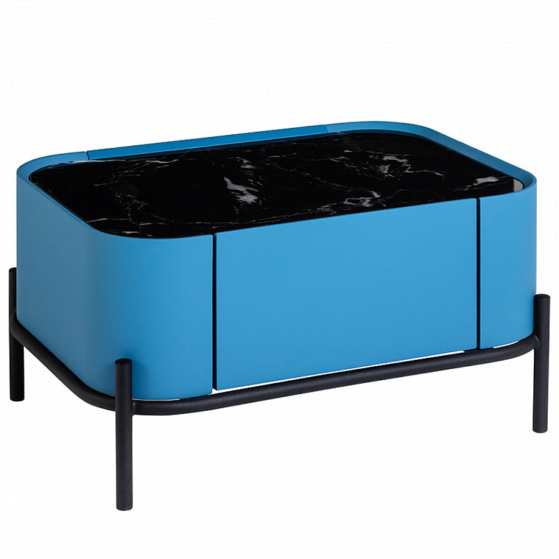 Тумба прикроватная чёрно-голубая с ящиком Blue Cabinet Голубой Черный Тумба прикроватная чёрно-голубая с ящиком Blue Cabinet Голубой Черный в Грозном | Loft Concept
